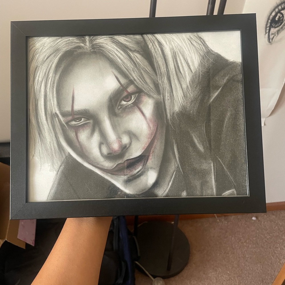 Hyunjin Clown Framed Black and White Art print